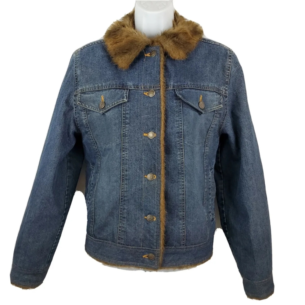 Marvin Richards Faux fur lined Denim Jean Jacket Size S